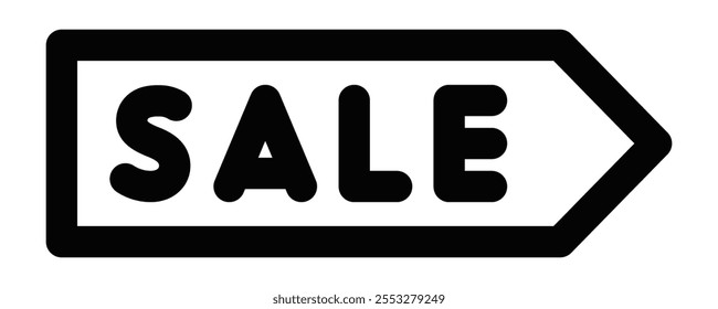 Sale arrow banner vector icon in outline style. Editable stroke.