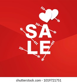 Sale arrows font hearts Valentine red card