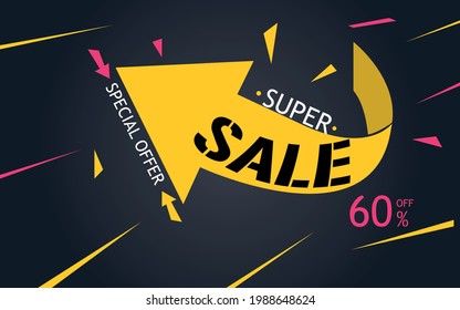 Sale artwork with arrow indicating super special offer with 60% off.