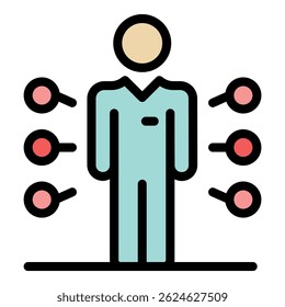 Sale assistant icon. Outline sale assistant vector icon color flat isolated