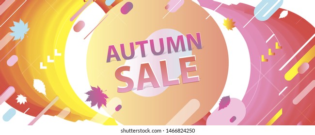 Sale autumn backgrounds colorful 3d holiday vector Illustration graphic design poster