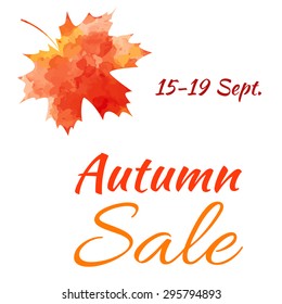 Sale. Autumn maple leaf on a white background.