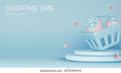 Sale background. 3D gold podium. Product exhibition. Discount percent. Shopping offer. Shop promotion. Glowing showcase. Vector banner design