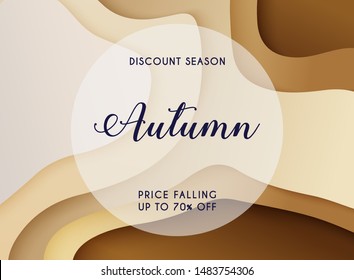 Sale. Background with colorful paper cut shape. 3D abstract paper art style, design layout for business presentation. Cover layout design template.