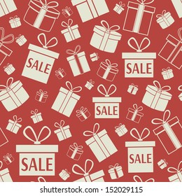 Sale background with gift boxes. Vector, seamless, EPS 8.
