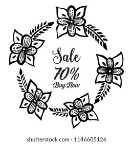 sale background with hand drawn lettering and flowers vector illustration