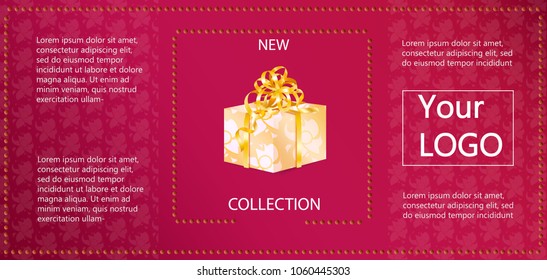 Sale background layout for banners with gift box, bows and ribbons. Voucher discount.vector illustration template for invitation, ticket, gift coupon, flyer, certificate.