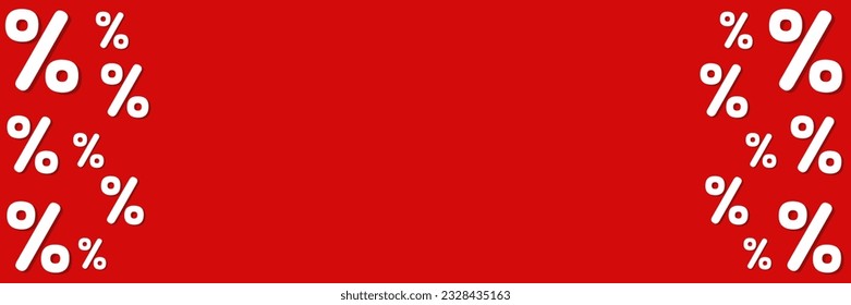 Sale background. Red discount banner. Vector percent signs special offer advertisement, poster design template with empty place for text.