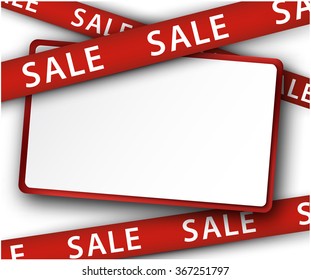Sale background with red strips. Vector paper illustration.