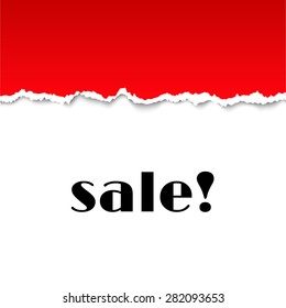 Sale background with red torn paper texture. Vector EPS 10