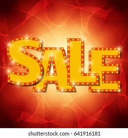 Sale background with retro waves effect. Vector illustration