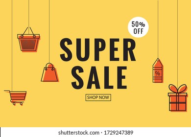 Sale background with shop icons. Vector illustration