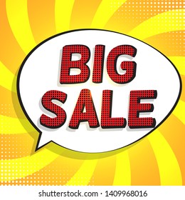 Sale Background with Speech Bubble in Pop Art Style. Vector Illustration EPS10