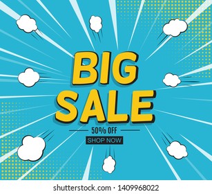 Sale Background with Speech Bubble in Pop Art Style. Vector Illustration EPS10