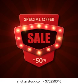 Sale background in vintage style. Vector illustration.
