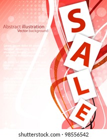 Sale background with waves and white squares