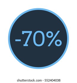 Sale badge. 70 Percent discount. Discount symbol