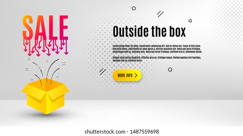 Sale badge. Abstract background. Discount banner shape. Coupon tag icon. Outside the box concept. Banner with offer badge. Vector