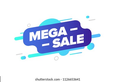 Diseño de banner de placa de venta. Gran burla de plantilla de mega venta. Ilustración vectorial de la oferta especial. Icono creativo moderno y colorido.