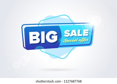 Sale badge banner design. Big mega sale template mockup. Special offer poster vector illustration. Colorful modern creative icon.