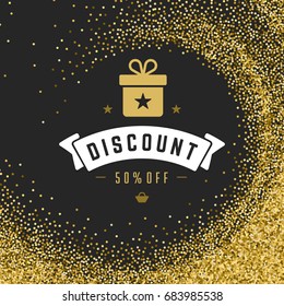 Sale badge or banner design on gold background vector illustration.