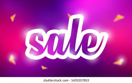 Sale badge banner design template. Price off mockup for business or shop. Creative colorful discount word with glowing.