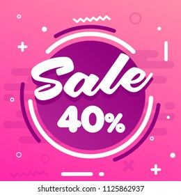 Sale Badge Banner Template Design. Vector illustration. Special Offer Discount Promotion. Price Discount Offer. Season Sale Promo Sticker. 40% OFF