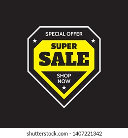 Sale badge design. Special offer concept banner on black background. Discount emblem.