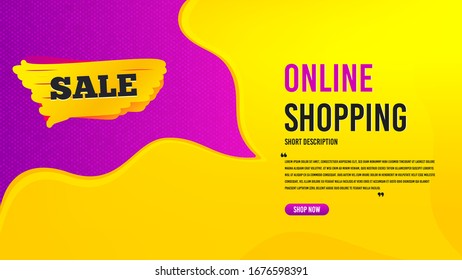 Sale badge. Discount banner template. Discount banner shape. Coupon tag icon. Creative speech bubble with special offer. Online shopping concept with quotes and button. Sale tag promotion. Vector