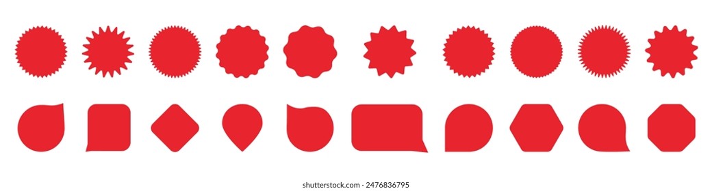 Sale badge. Price label set. Blank starburst vector sticker. Empty price tag