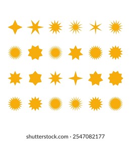 Sale badge. Price label set. Blank starburst vector golden sticker. Empty price tag yellow