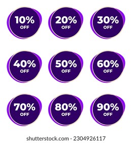 SALE BADGE TEMPLATE DESIGN SET. OFFER WITH DIFFERENT DISCOUNT PROMOTION.MODERN SET DESIGN VECTOR FOR YOUR BUSINESS