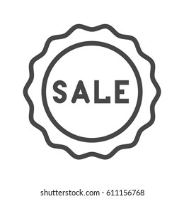 Sale Badge Thin Line Vector Icon. Flat icon isolated on the white background. Editable EPS file. Vector illustration.