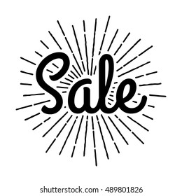 Sale Badge/Label with light rays. For signage, prints and stamps