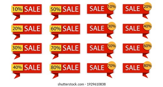 Sale badges. Discount coupon icon set. Discount sale vector. Buy offer sticker. Stock image. EPS 10.