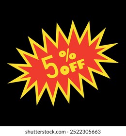Sale badges, discount tags, shop promo offer on black background.