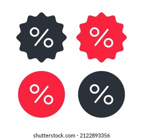 Sale badges set. Vector red badges and black labels isolated on white background