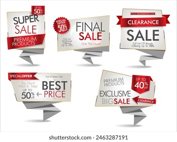 Sale Badges and Tags in Flat Design Style vector illustration