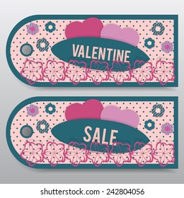 sale badges for Valentine's Day in scrapbook style. Front and back