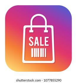 Sale bag icon with hipster button. Sale button. Shopping symbol.