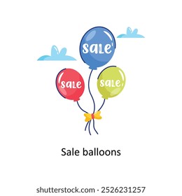 Sale balloons doodle vector outline Sticker. EPS 10 file