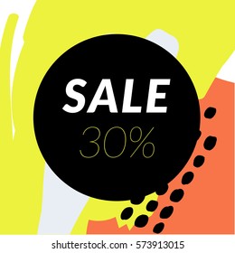 Sale banner 30%. Trendy abstract style. Vector illustration.