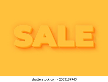 Sale banner, 3d effect creative vector illustration. Minimalist banner in yellow colors, discount mockup template. Tag design background for banners, promo cards, clearance sale.