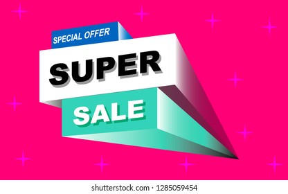 sale banner 3d special offer realistic pink background with stars discount sale banner.