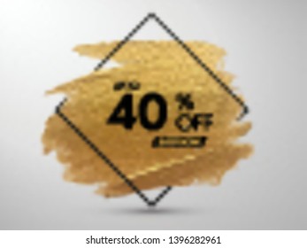 Sale Banner. 40% Off. Vector Promo Banner With Gold Brush Stroke Effect. Special Offer Background