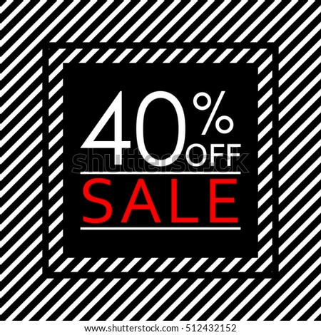 Sale banner with 40 percent price off. Sale and discount tag template. Vector illustration.