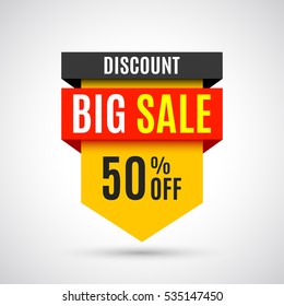 Sale banner, 50% off. Vector illustration.