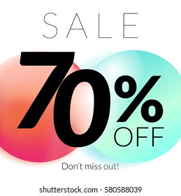 Sale banner 70% Off. Don't miss out! Trendy abstract style. Vector illustration.