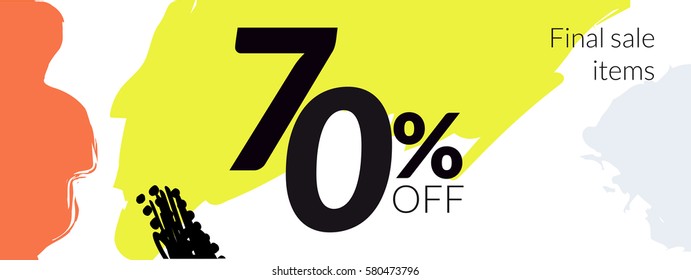 Sale banner 70% Off. Trendy abstract style. Vector illustration.