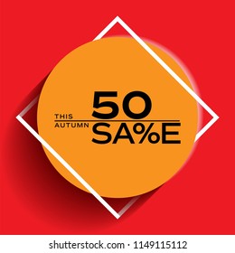 Sale banner with abstract frame elements square shape with text. vector illustration